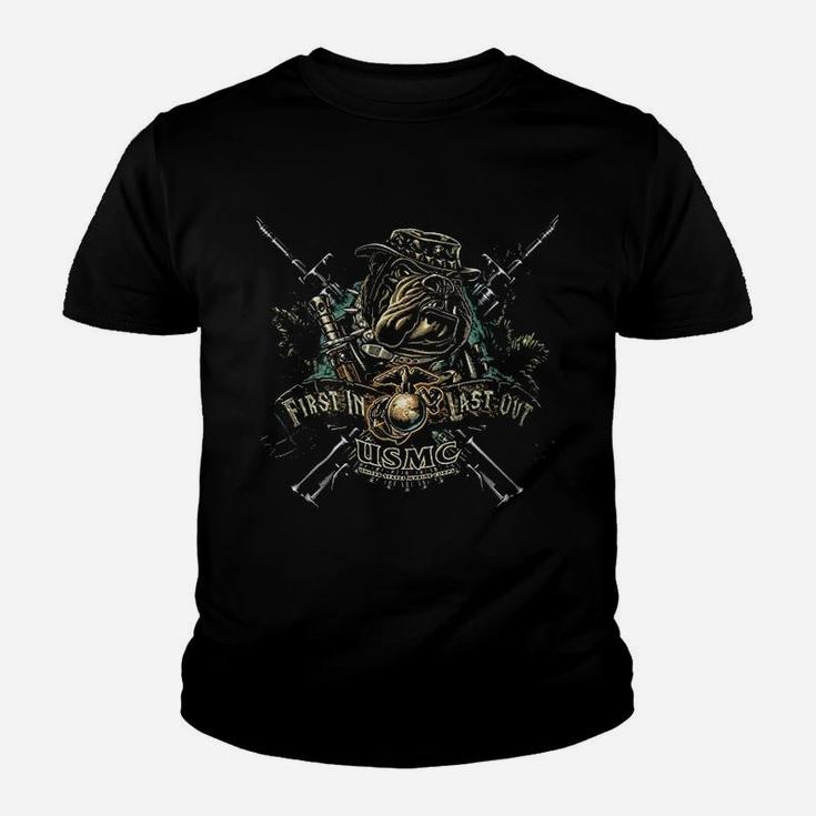 Marine Devil Dog First In Last Out Youth T-shirt