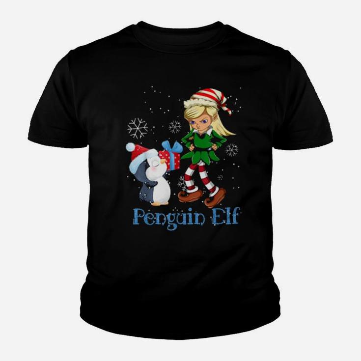 Matching Family Pajama Xmas Penguin Elf Youth T-shirt