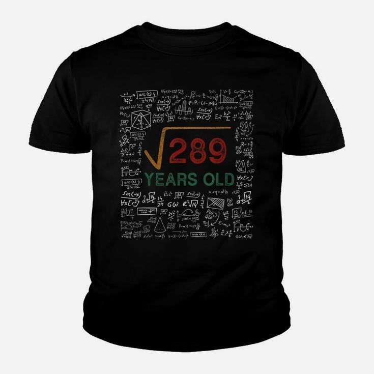 Math Square Root Of 289 Vintage 17Th Birthday 17 Years Old Youth T-shirt