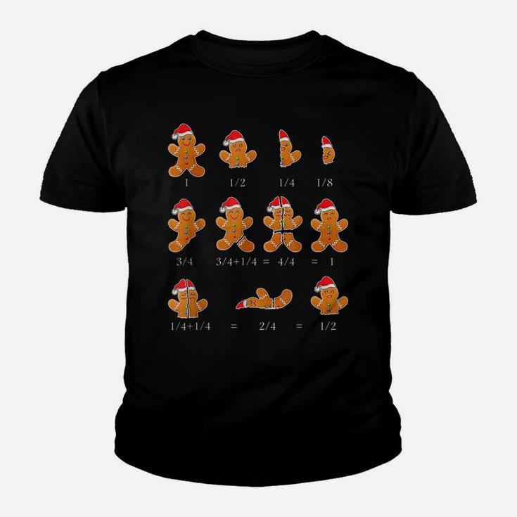 Math Teacher Equation Gingerbread With Santa Hat Christmas Youth T-shirt