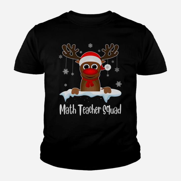 Math Teacher Squad Reindeer Santa Hat Christmas Party Youth T-shirt