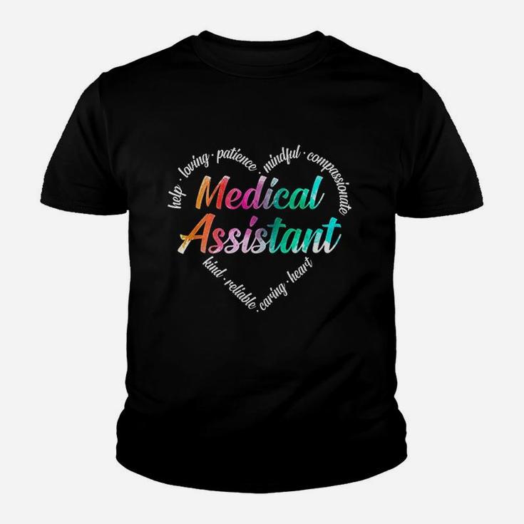 Medical Assistant Heart Word Cloud Watercolor Rainbow Youth T-shirt