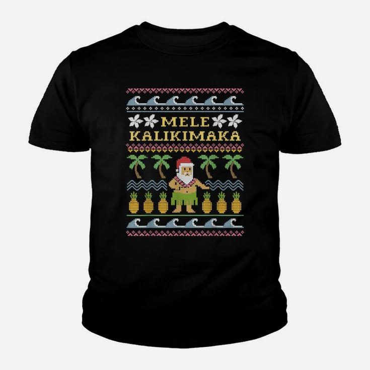 Mele Kalikimaka Christmas, Ugly Sweater Costume, Funny Santa Youth T-shirt