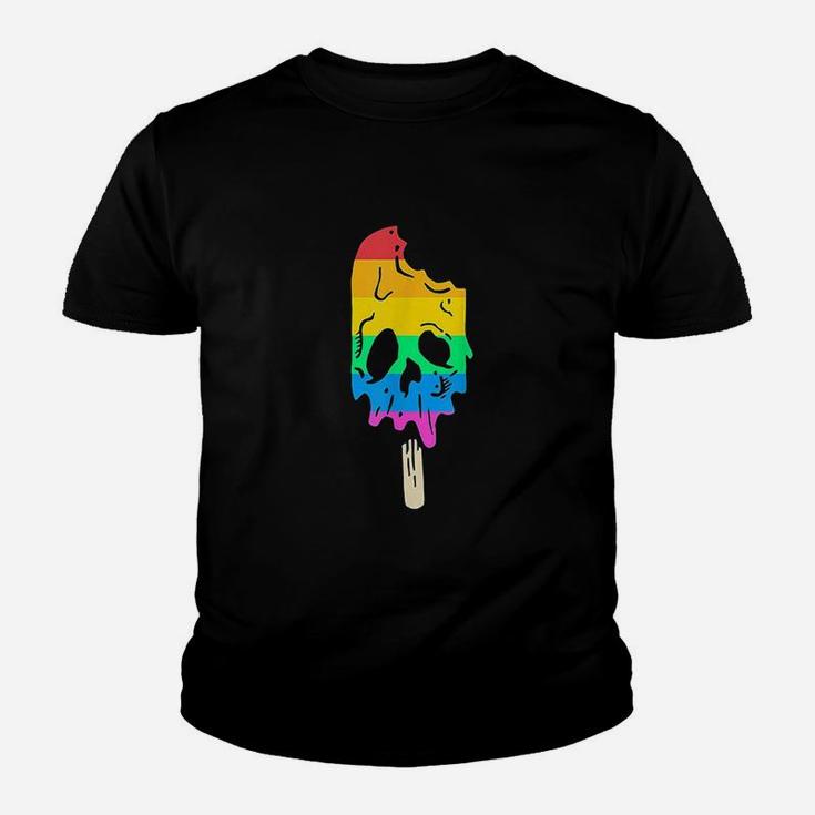 Melting Rainbow Ice Cream Skull Youth T-shirt