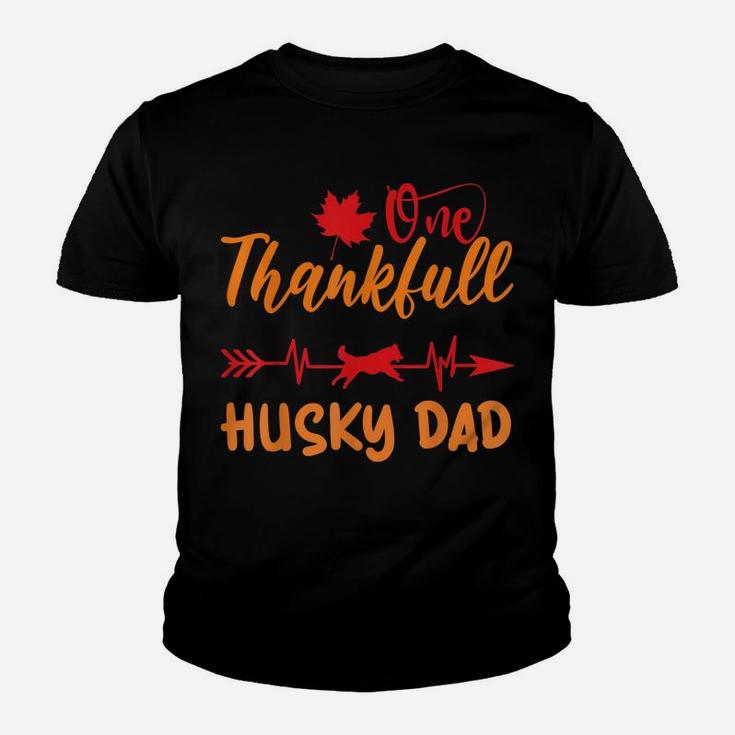 Men Heartbeat Thanksgiving One Thankful Husky Dad Dog Owner Youth T-shirt