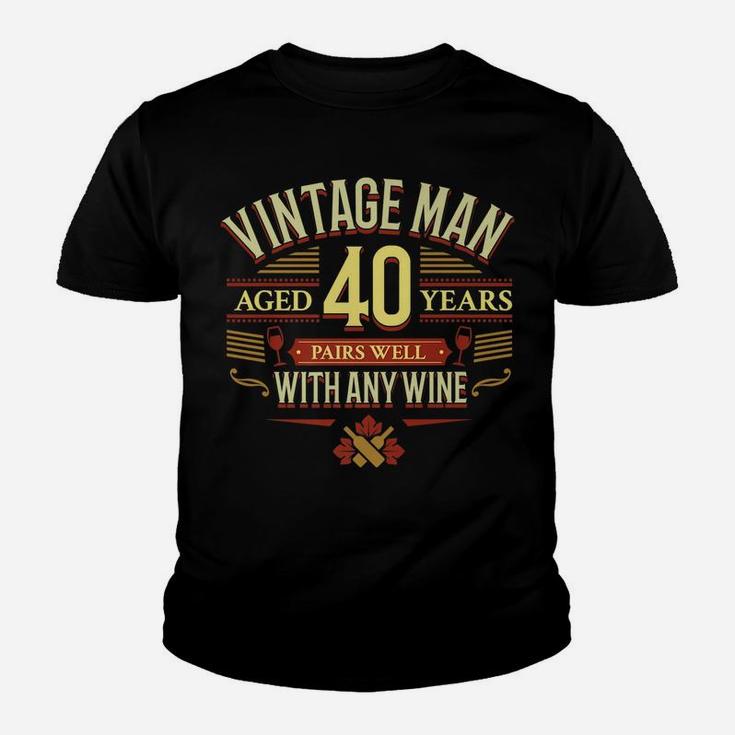 Mens 40Th Birthday Premium Tshirt | Man Aged Pairs With Wine Youth T-shirt