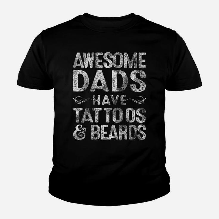 Mens Awesome Dads Have Tattoos & Beards Bearded Dad Father's Day Youth T-shirt