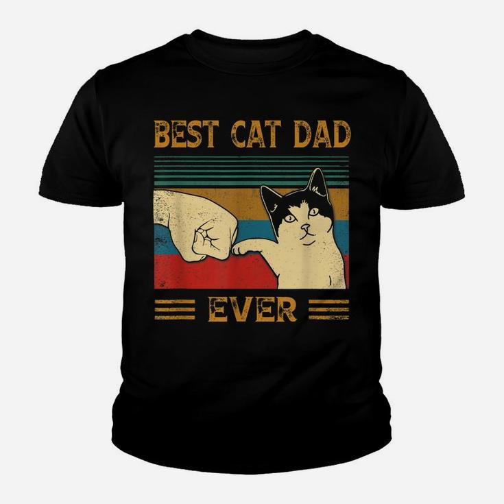 Mens Best Cat Dad Ever Bump Fist Funny Cat Daddy Gift Vintage Youth T-shirt