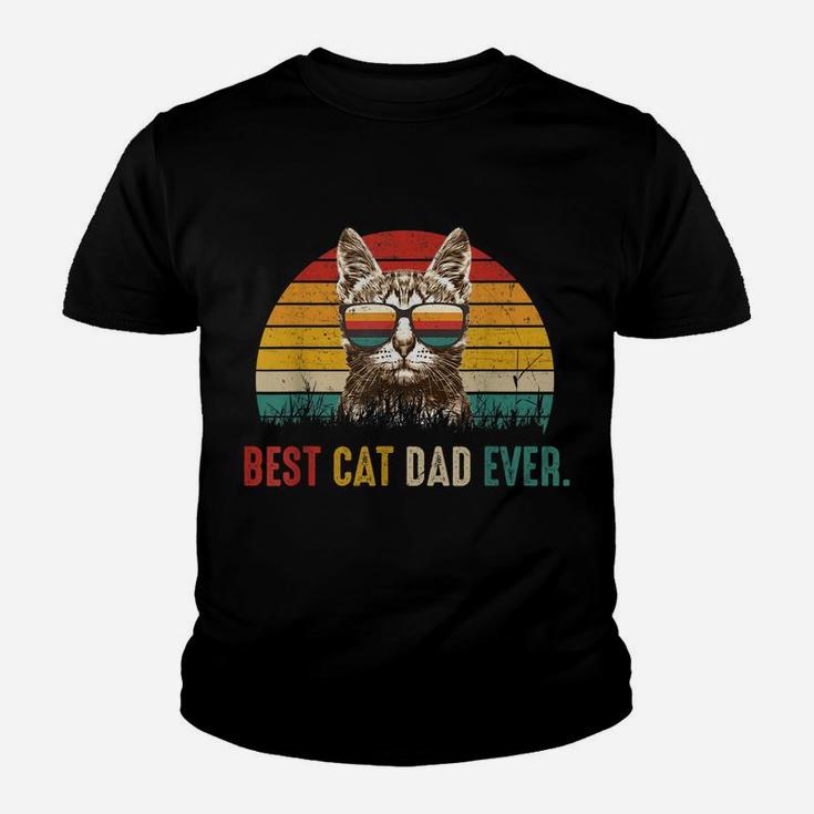 Mens Best Cat Dad Ever Tshirt - Cute Vintage Best Cat Dad Ever Youth T-shirt