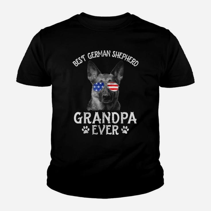 Mens Best German Shepherd Grandpa Ever American Flag 4Th Of July Youth T-shirt