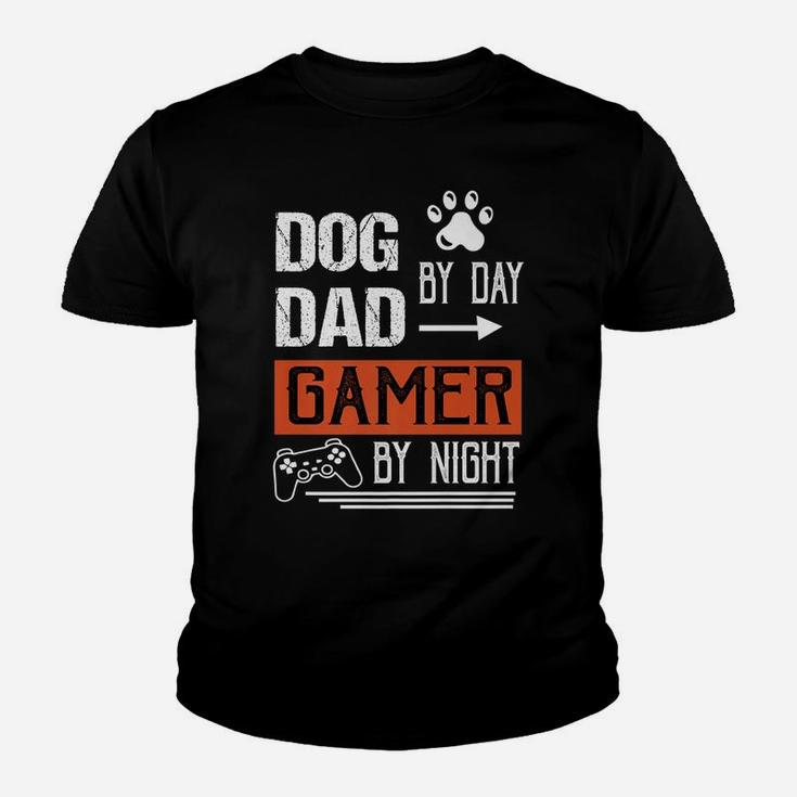 Men's Dog Dad By Day Gamer By Night - Fathers Day Gamer Dad Youth T-shirt