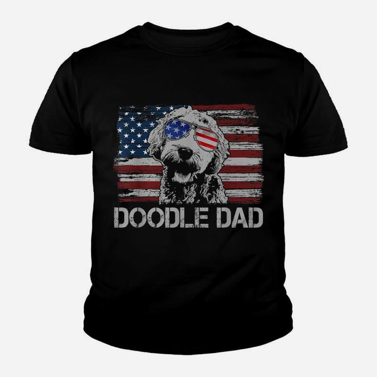 Mens Doodle Dad Goldendoodle Dog American Flag 4Th Of July Youth T-shirt