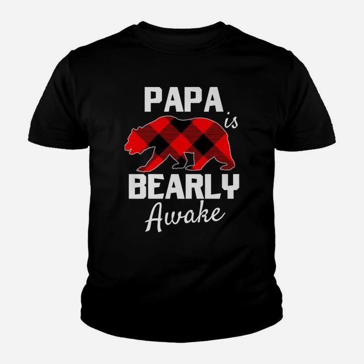 Mens Men Papa Bear Christmas Plaid Red Black Dad Pajamas Pjs Youth T-shirt