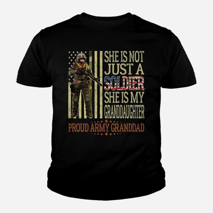 Mens My Granddaughter Is A Soldier Hero Proud Army Granddad Gift Youth T-shirt