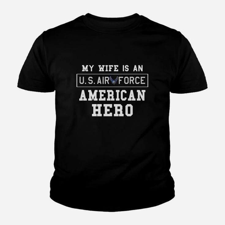 Mens My Wife Is An American Hero Us Air Force Proud Husband Youth T-shirt