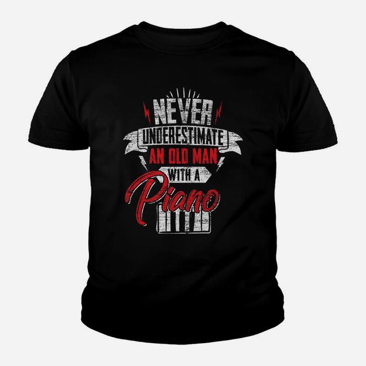 Mens Never Underestimate An Old Man With A Piano Youth T-shirt