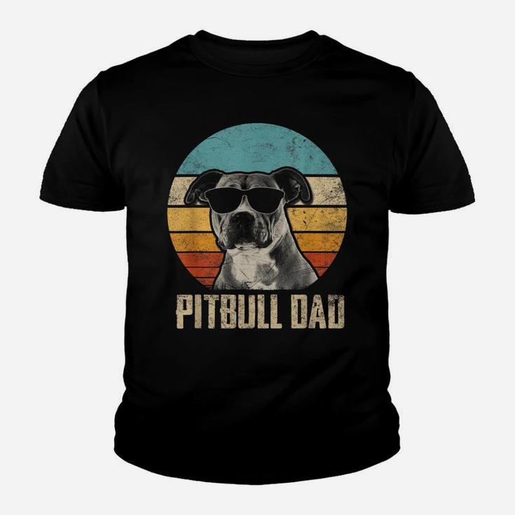 Mens Pitbull Dad Vintage Sunglasses Funny Pitbull Dog Owner Youth T-shirt