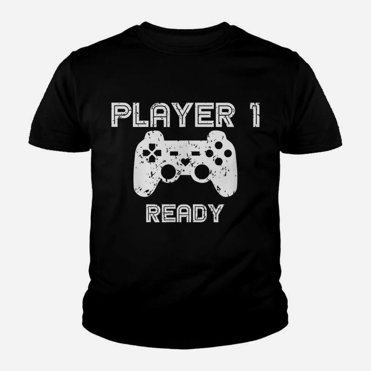 Mens Player 1 Ready Gamer Husband Shirt Gaming Gift For New Dad Youth T-shirt
