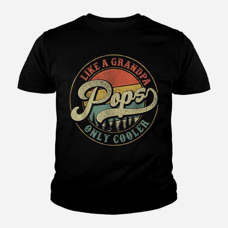 Mens Pops Like A Grandpa Only Cooler Vintage Retro Pops Dad Youth T-shirt