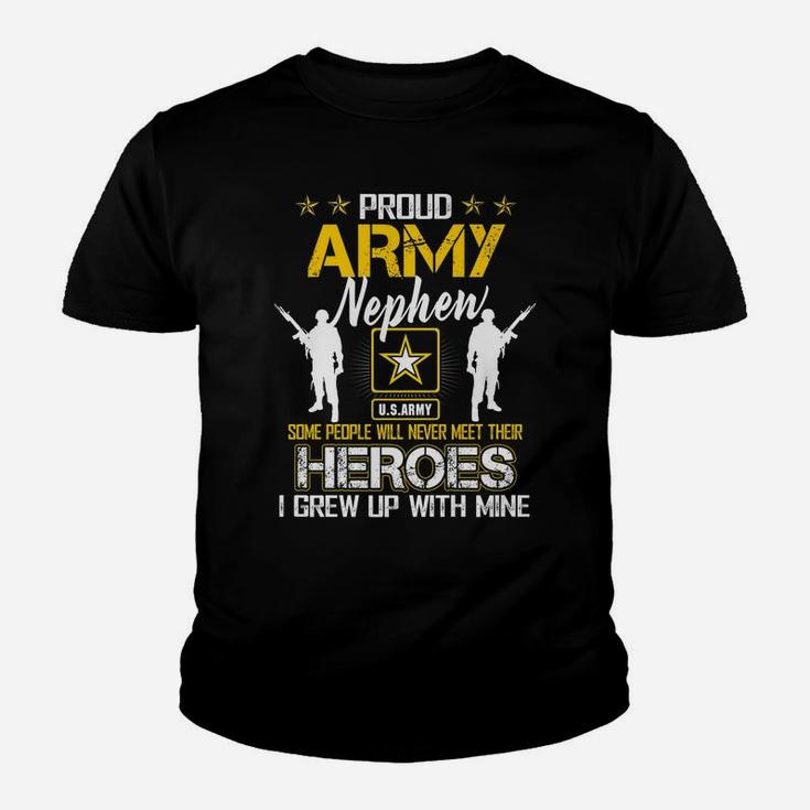 Mens Proud Army Nephew I Raised My Heroes Graphics Army Youth T-shirt