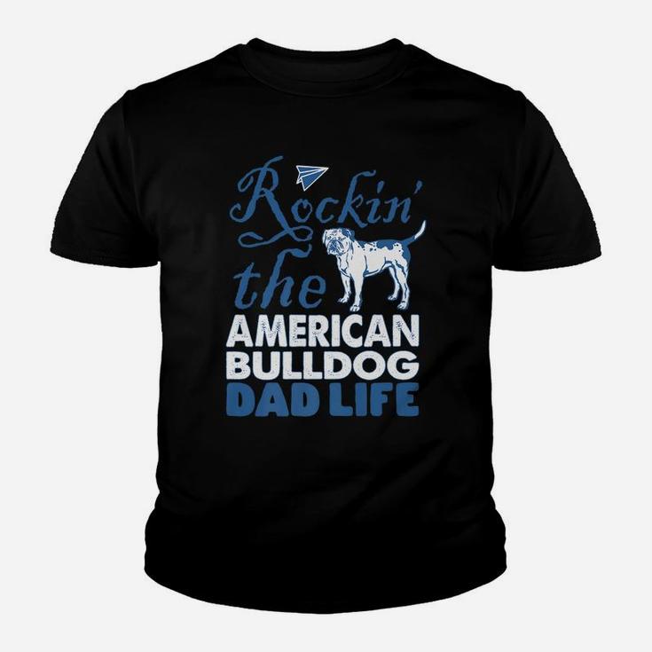 Mens Rockin American Bulldog Dog Dad Life Father's Day Gift Youth T-shirt