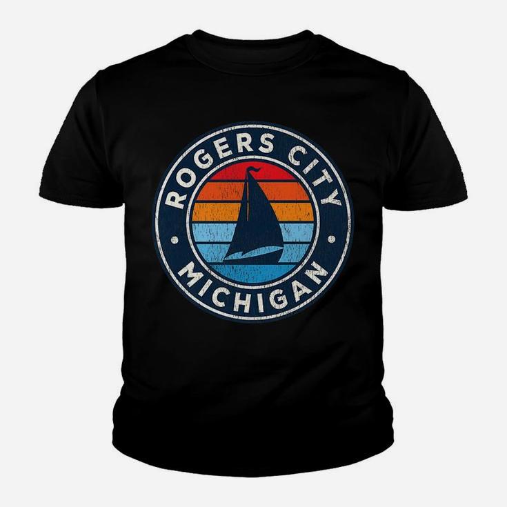 Mens Rogers City Michigan Mi Vintage Sailboat Retro 70S Youth T-shirt