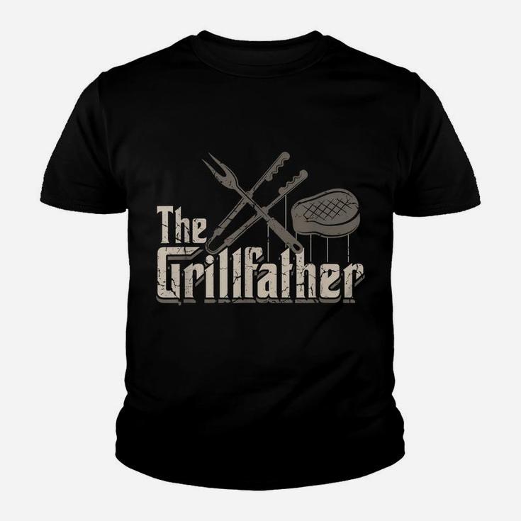 Mens The Grillfather Bbq Grill Smoker Vintage Barbecue Gifts Chef Youth T-shirt