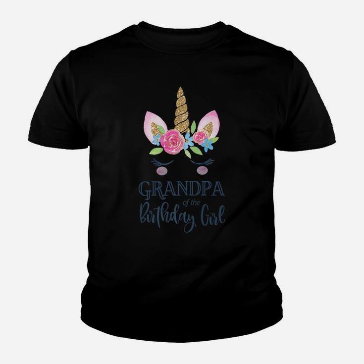 Mens Unicorn Grandpa Of The Birthday Girl Matching Party Group Youth T-shirt