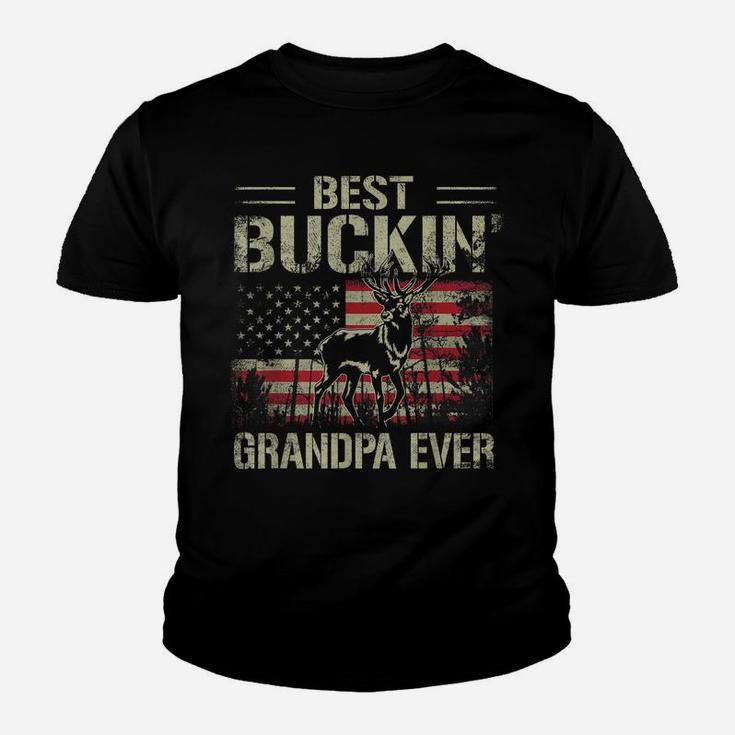 Mens Usa Flag Best Buckin' Grandpa Ever, Deer Hunting Fathers Day Youth T-shirt