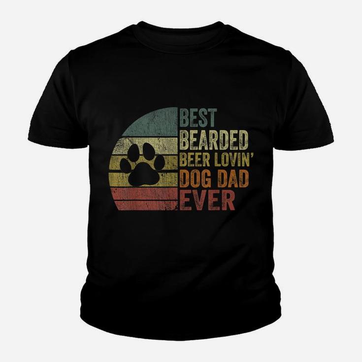 Mens Vintage Best Bearded Beer Lovin Dog Dad Dog Lover Owner Youth T-shirt