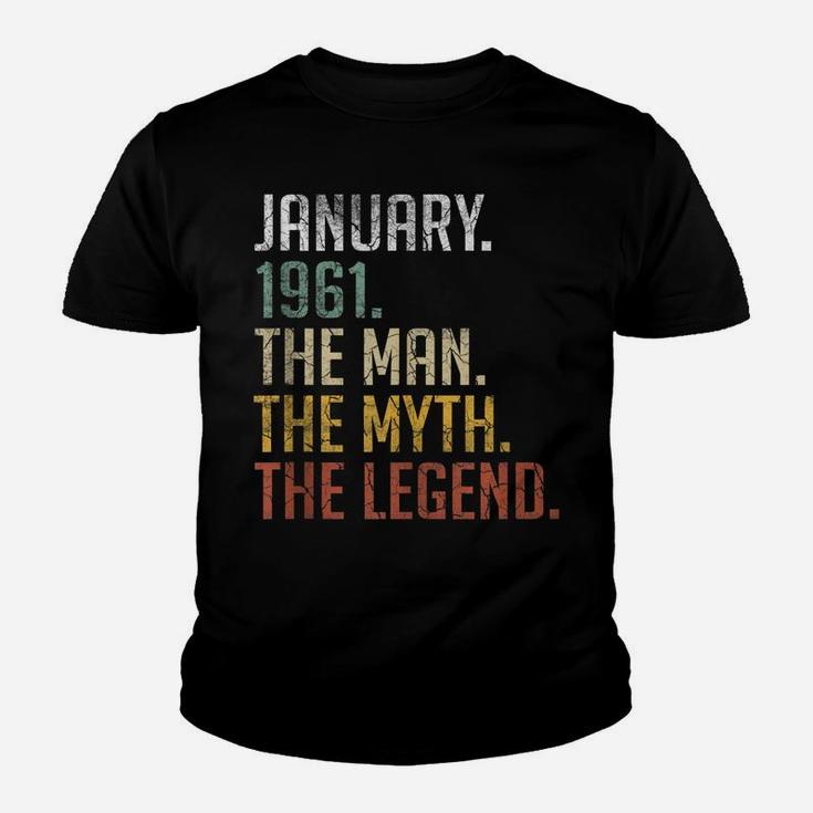 Mens Vintage January 1961 Retro 60 Years Old 60Th Birthday Gift Youth T-shirt