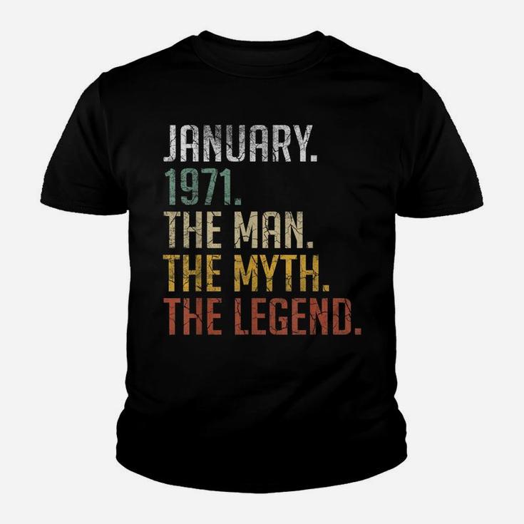 Mens Vintage January 1971 Retro 50 Years Old 50Th Birthday Gift Youth T-shirt