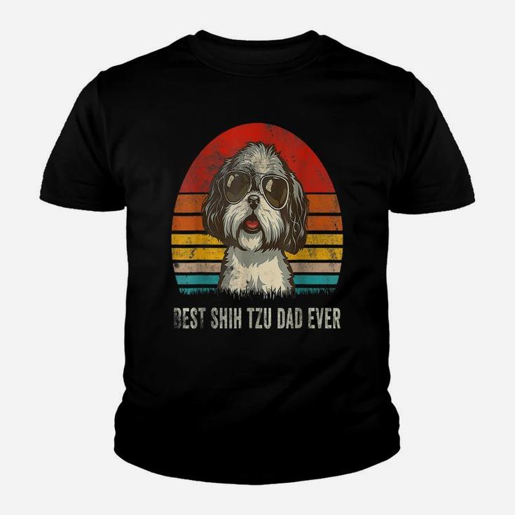 Mens World's Best Shih Tzu Dog Dad Ever Vintage Youth T-shirt