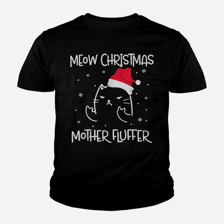 Meow Christmas Mother Fluffer Pajama Shirt Xmas Funny Cat Youth T-shirt