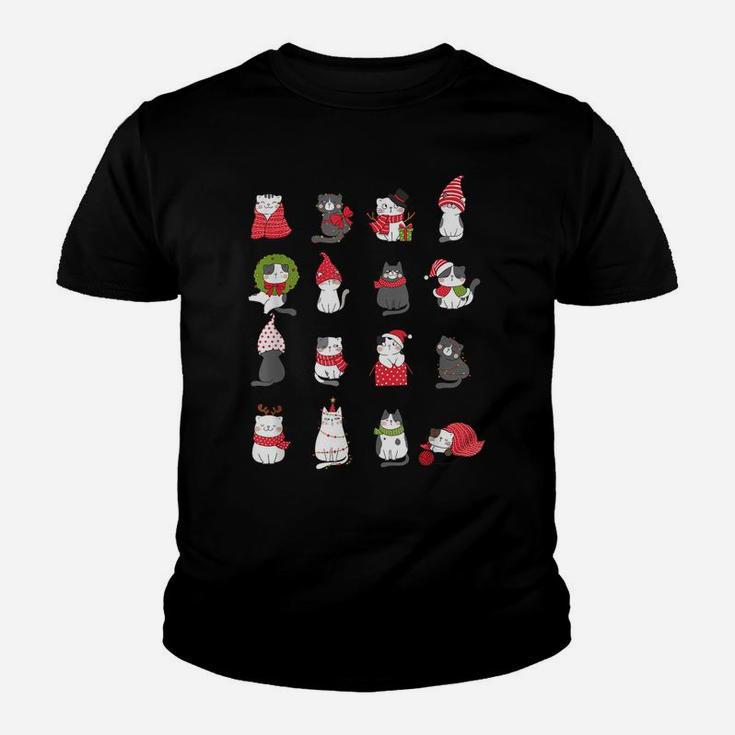 Meowy Cat Christmas Cute Santa Cats Lovers Youth T-shirt