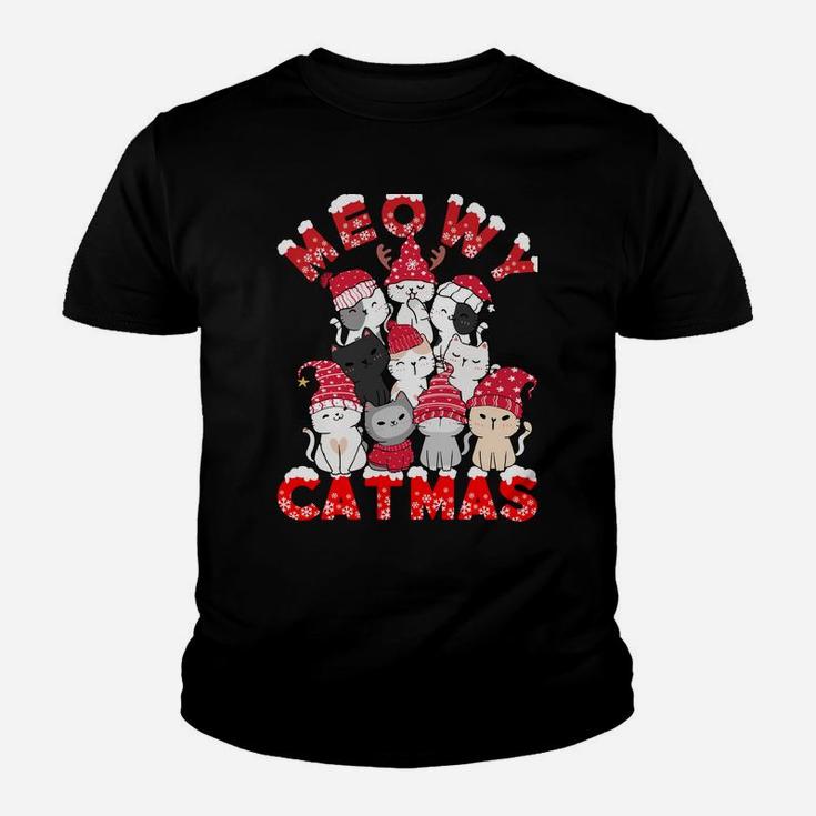 Meowy Catmas Funny Santa Cats Tree Reindeer Christmas Tree Sweatshirt Youth T-shirt