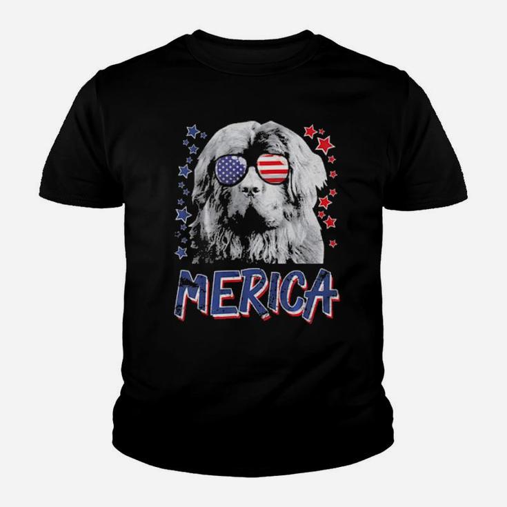 Merica Newfoundland Dog 4Th Of July Usa Gift Youth T-shirt