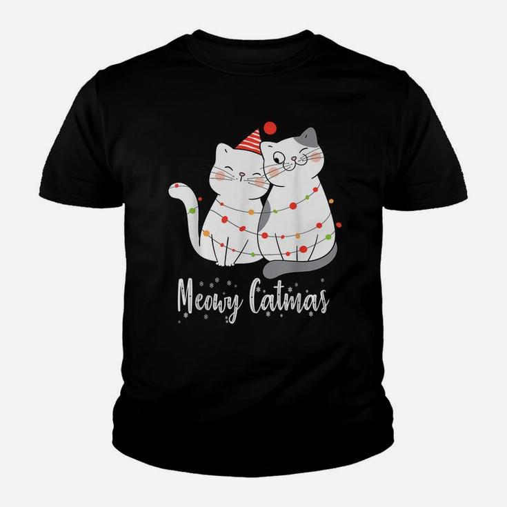 Merry Catmas Cats Christmas Couples Cat Lovers Xmas Youth T-shirt