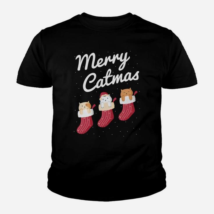 Merry Catmas Christmas Cats In Socks Kitty Cat Lover Gift Youth T-shirt