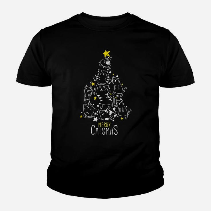 Merry Catsmas Tree Funny Xmas Christmas Gifts Cat Lovers Youth T-shirt