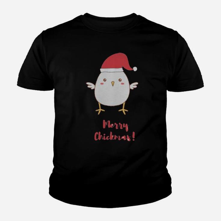 Merry Chickmas Chicken Hat Santa Clause Youth T-shirt