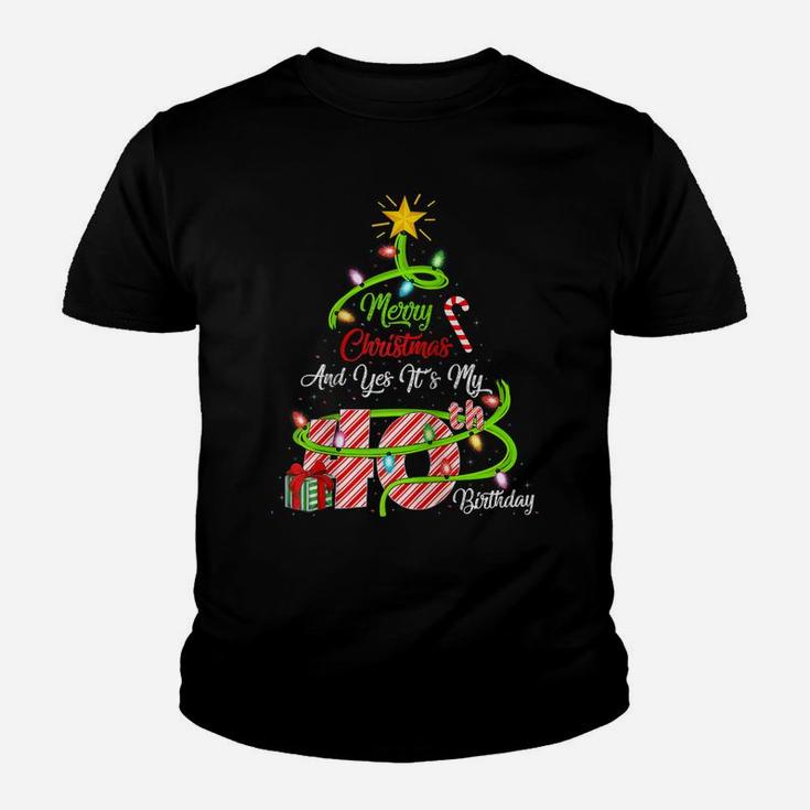 Merry Christmas And Yes It's My 40Th Birthday Christmas Tree Raglan Baseball Tee Youth T-shirt