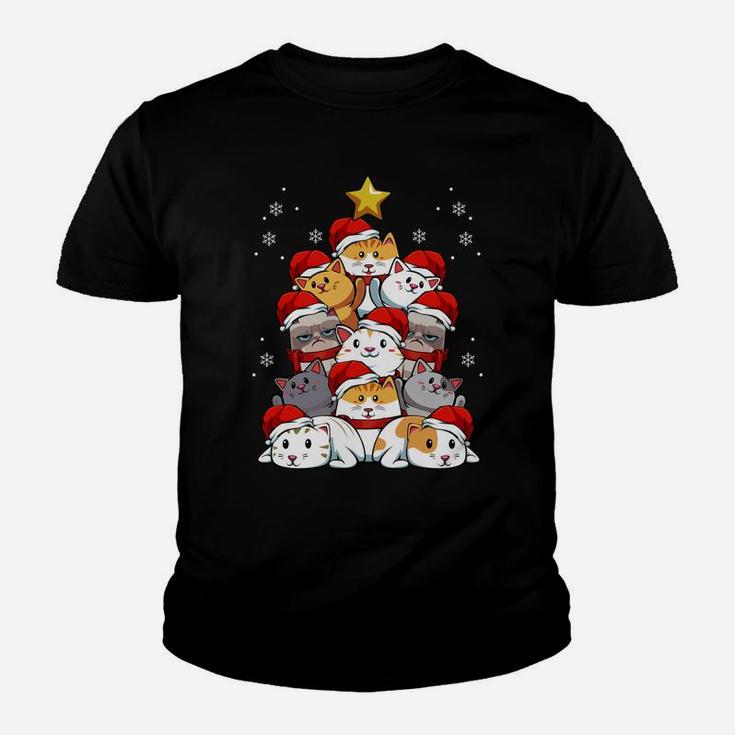 Merry Christmas Cat Kitten Tree Pet Lover Xmas Party Holiday Sweatshirt Youth T-shirt