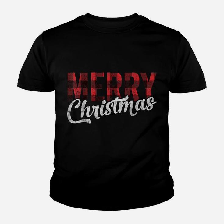 Merry Christmas Gift Funny Family Xmas Red Buffalo Plaid Youth T-shirt