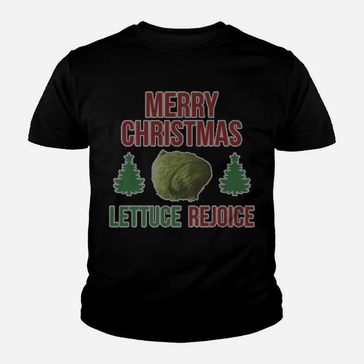 Merry Christmas Lettuce Rejoice Ugly Christmas Funny Vegan Youth T-shirt