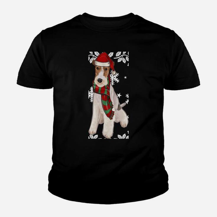 Merry Christmas Ornament Wire Fox Terrier Xmas Santa Youth T-shirt