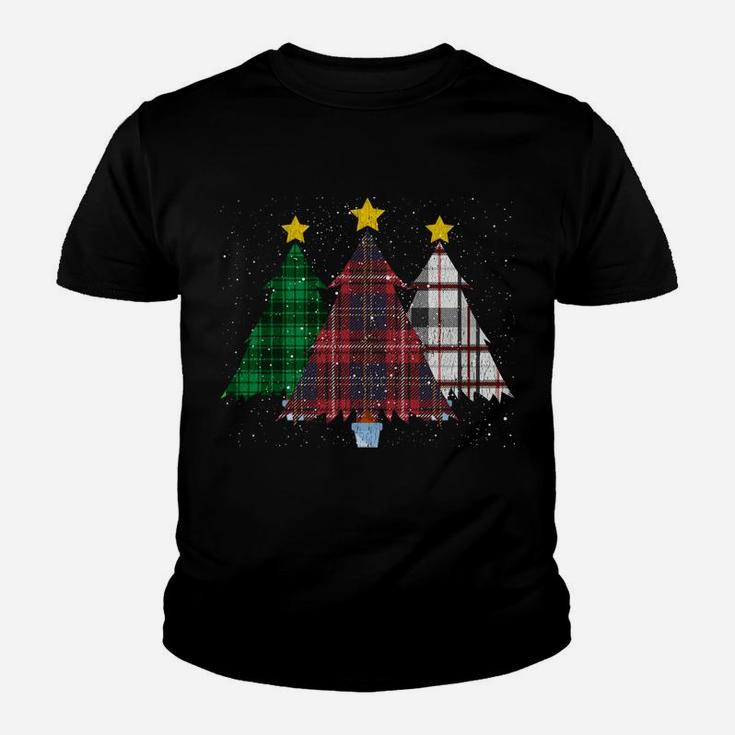Merry Christmas Trees With Buffalo Plaid Xmas Light Gift Sweatshirt Youth T-shirt