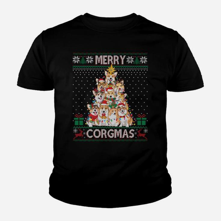 Merry Corgmas Ugly Sweater Funny Corgi Christmas Tree Dog Sweatshirt Youth T-shirt