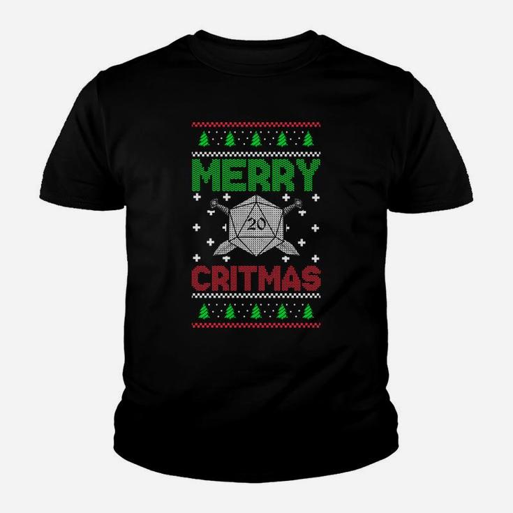 Merry Critmas Funny Christmas D20 Ugly Dungeons Sweaters Sweatshirt Youth T-shirt