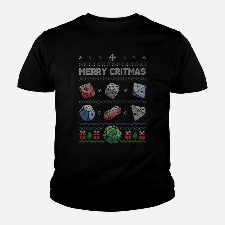 Merry Critmas Rpg D20 Tabletop Gaming Ugly Christmas Sweater Youth T-shirt